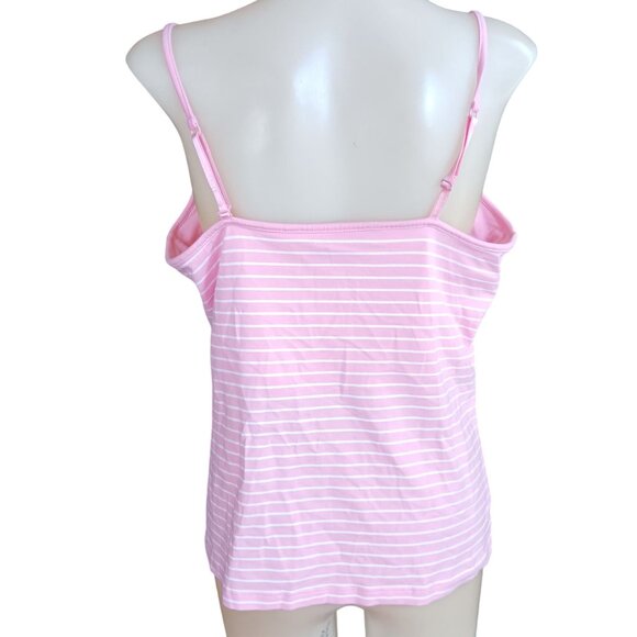 NWT XL Women's Chaps Tank Top Pink White Striped Camisole Chaps Monterey - Picture 5 of 7